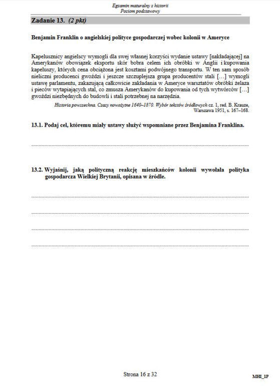 Matura 2017 z historii podstawowej