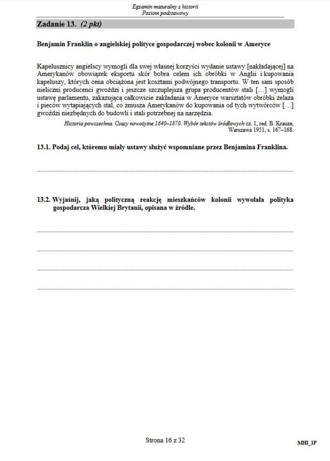 Matura 2017 z historii podstawowej