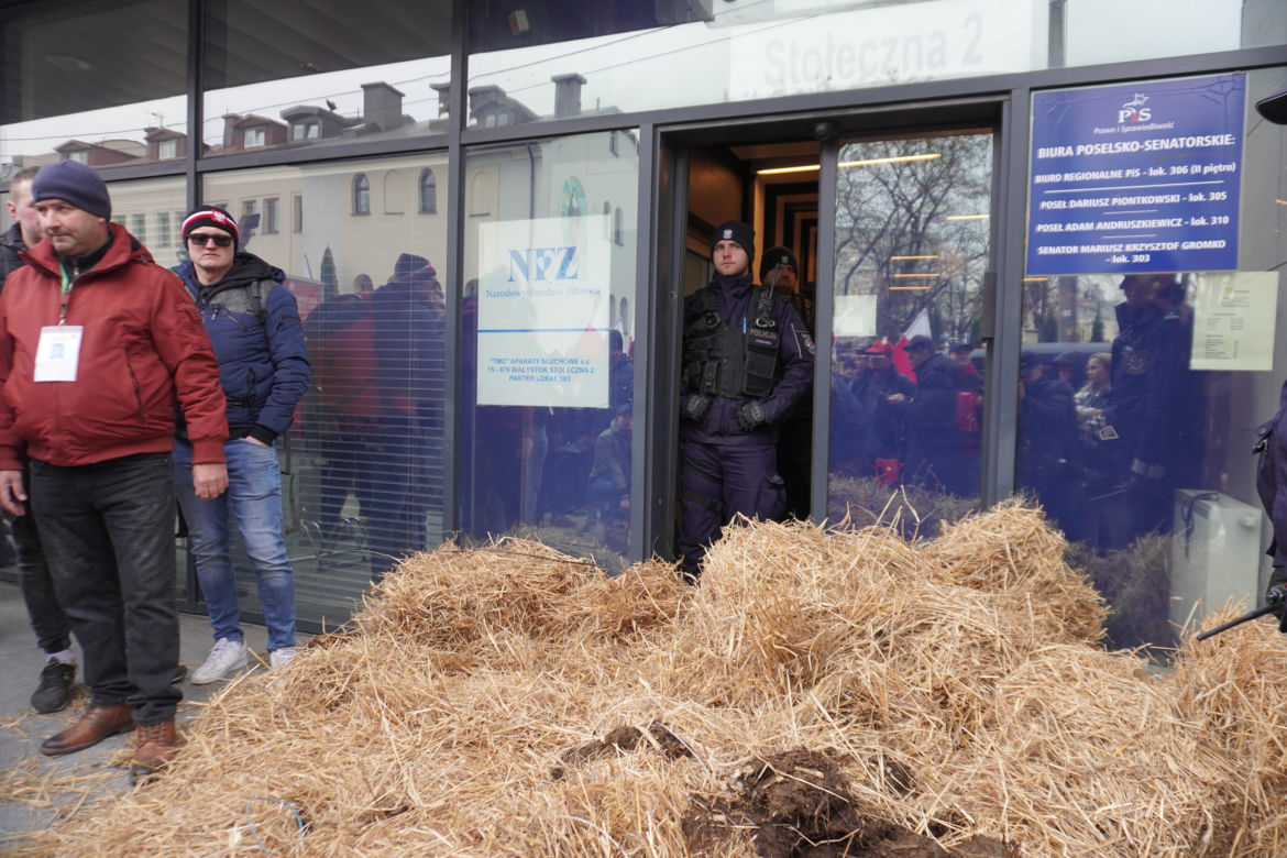 Protest rolników w Białymstoku. Przemarsz ulicami miasta 4 marca