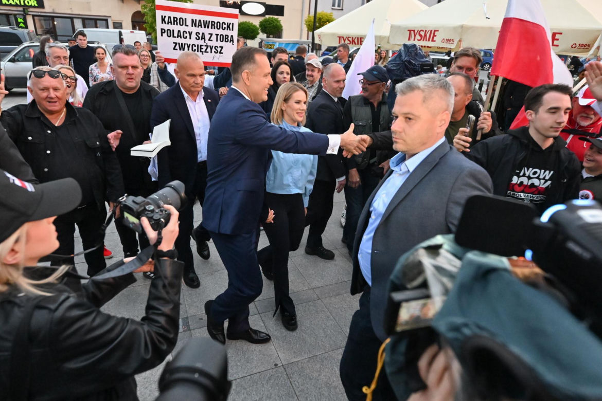 Karol Nawrocki na zorganizowanej przez telewizję Republika debacie przedwyborczej w Końskich