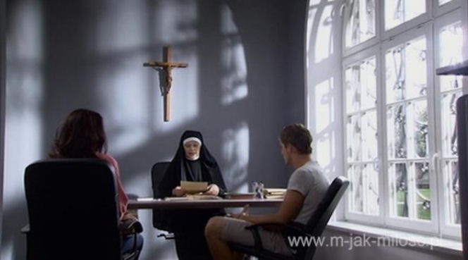 	M jak miłość odc. 1033. Aleksandra (Małgorzata Pieczyńska), Marcin (Mikołaj Roznerski)