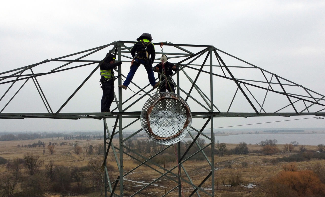 Montaż platformy lęgowej dla rybołowów w Nadleśnictwie Kliniska w okolicach miejscowości Inoujście 