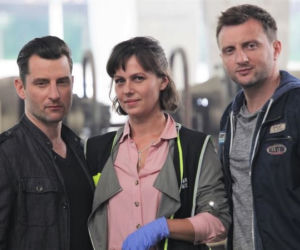 Komisarz Mama. Piotr Żeromski (Wojciech Zieliński), Jan Rybczyński (Arkadiusz Smoleński), Helena Zawada (Joanna Niemirska)