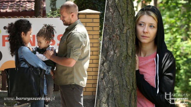 Barwy szczęścia. Daniel (Dawid Kartaszewicz), Honorata (Anna Smołowik), Sara (Dominika Kimaty)