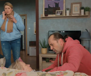 Barwy szczęścia odc. 2637. Basia (Sławomira Łozińska), Borys (Jakub Wieczorek), Aldona (Elżbieta Romanowska)