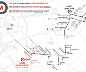 Linia W wydłużona do ronda Broniewskiego