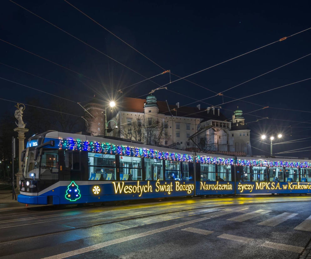 Świąteczny tramwaj w Krakowie