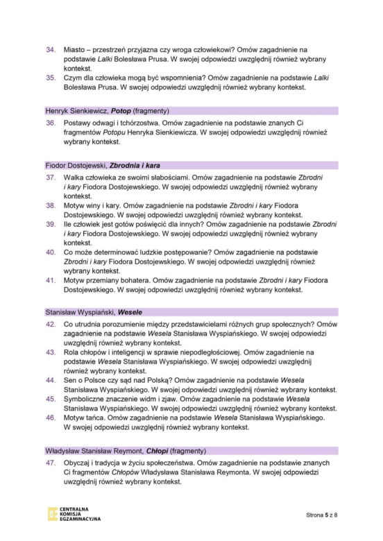 Pytania jawne na maturę ustną z języka polskiego 2026. CKE podała listę
