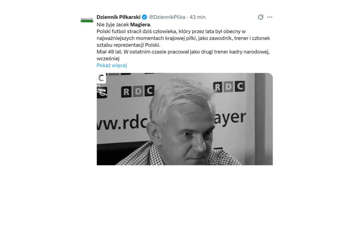 Jacek Magiera nie żyje. Tak go żegnają