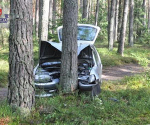 Uderzyli w drzewo i zasnęli w rozbitym pojeździe