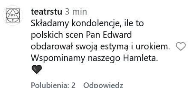Linde-Lubaszenko nie żyje - gwiazdy i aktorzy wylewają łzy!