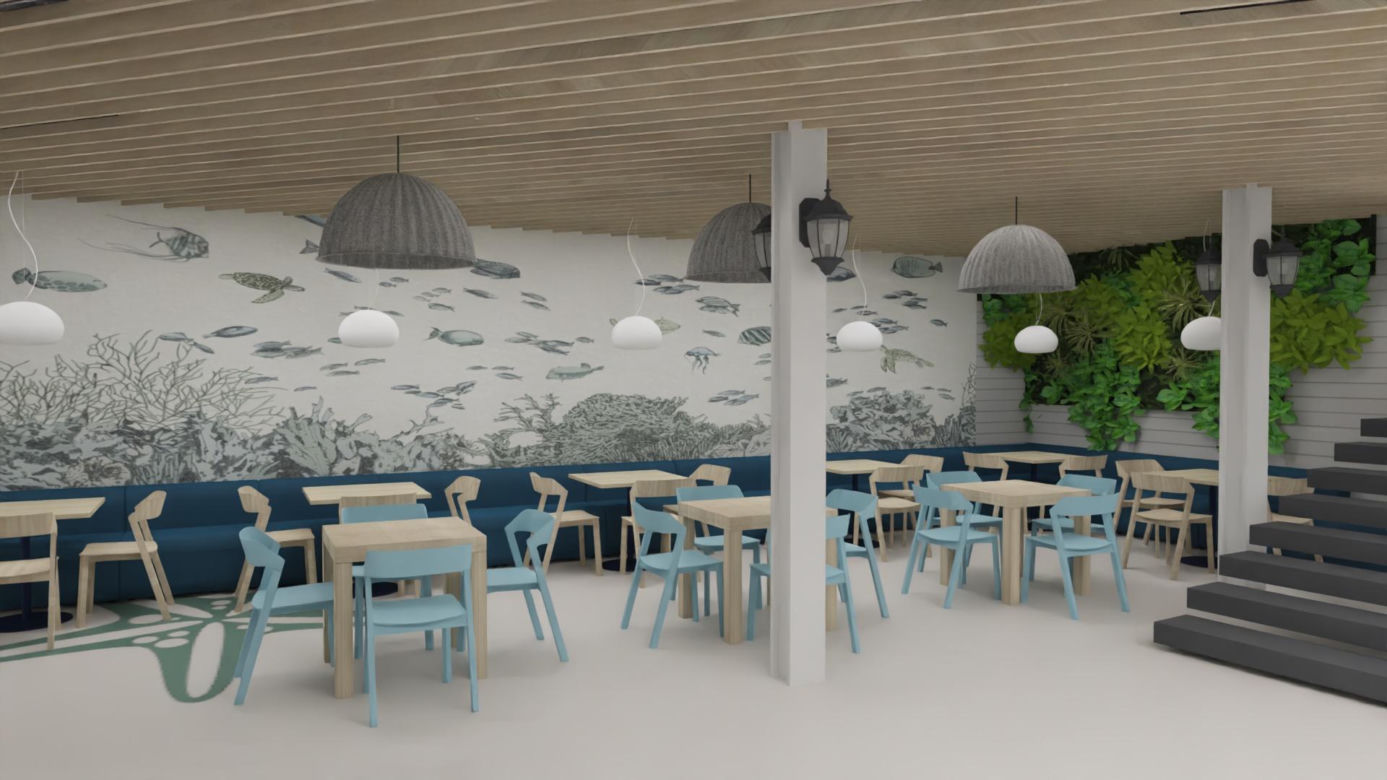 Food hall w Krzywym Domku w Sopocie - wizualizacja