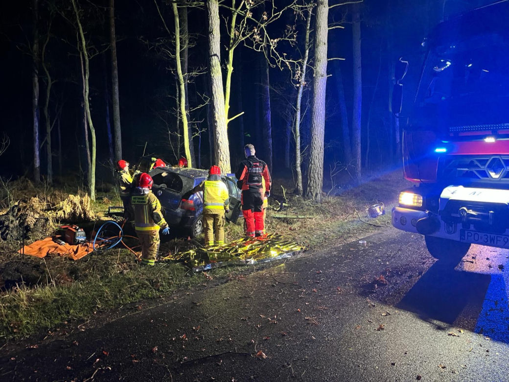 Śmiertelny wypadek pod Pleszewem. Dwóch nastolatków nie żyje. Kierujący volkswagenem nie miał uprawnień
