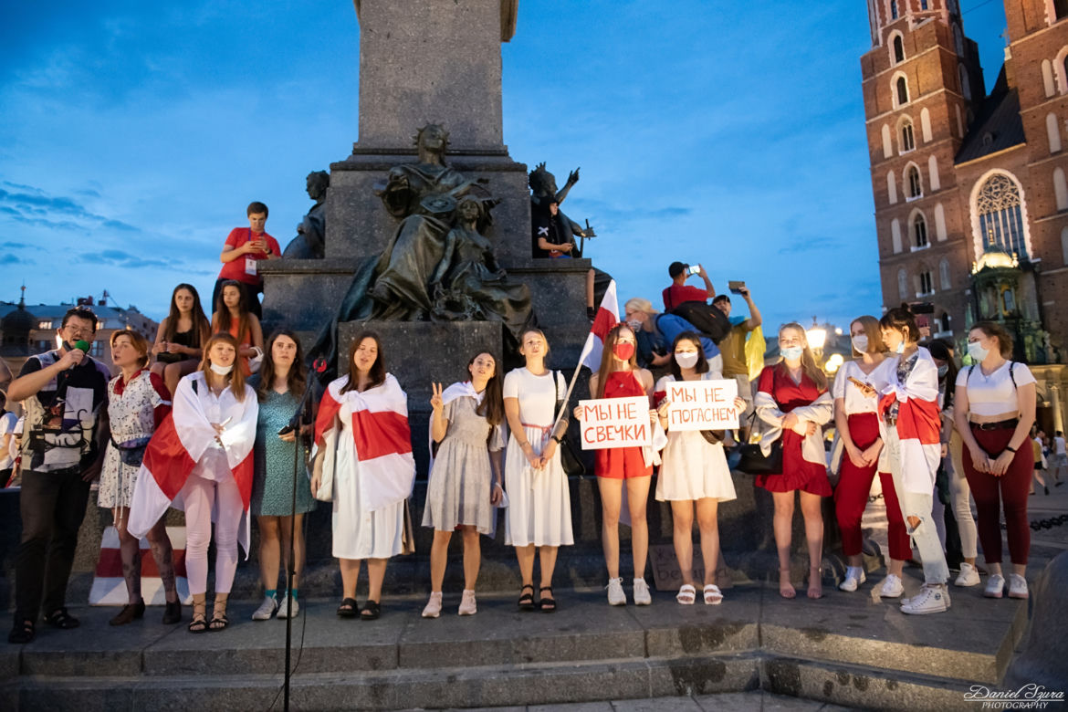 Marsz solidarności z Białorusinami w Krakowie