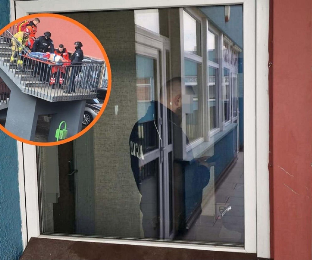 Zaatakował nożem i zabarykadował się w zakładzie krawieckim! Mamy nagranie