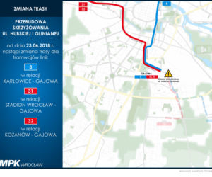Zmiany w kursowaniu komunikacji miejskiej w czasie nowego etapu przebudowy Hubskiej