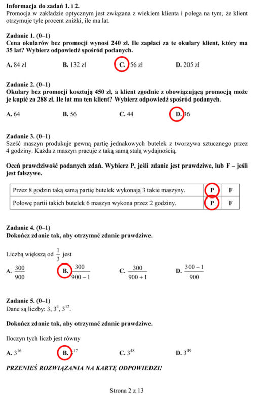 egzamin gimnazjalny 2014 matematyka