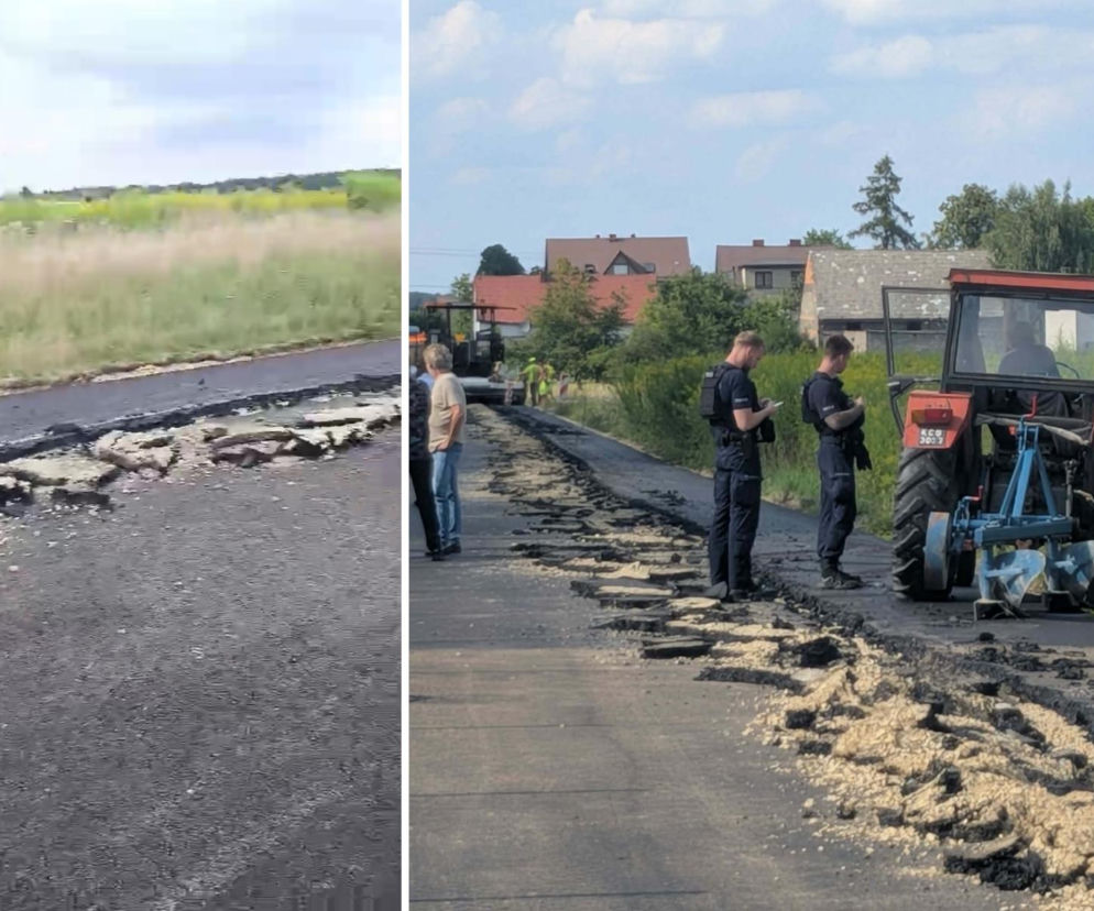 Rolnik zniszczył nowy asfalt traktorem. Straty idą w setki tysięcy