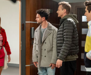 Barwy szczęścia, odc. 2293: Sandra (Joanna Opozda),  Justin (Jasper Sotysiewicz), Prot (Andrzej Michalski), Sergiusz (Mateusz Burdach)