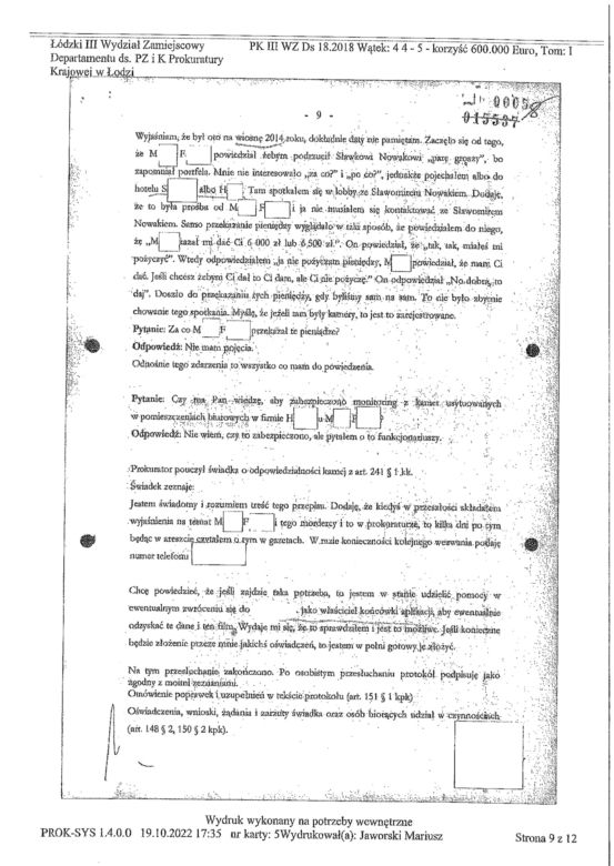 Afera taśmowa - skan protokołu