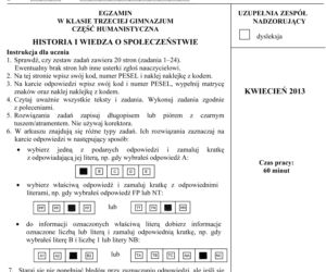 EGZAMIN GIMNAZJALNY 2013 HISTORIA, WOS - ARKUSZE, ODPOWIEDZI