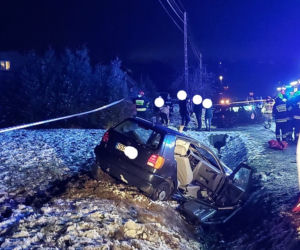 wypadek w Parszowie 11.02.2022