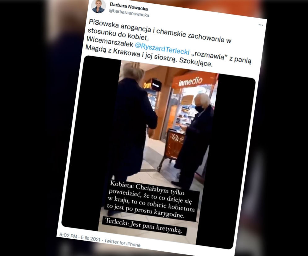 Ryszard Terlecki do kobiety w galerii handlowej: Jest pani kretynką [NAGRANIE]
