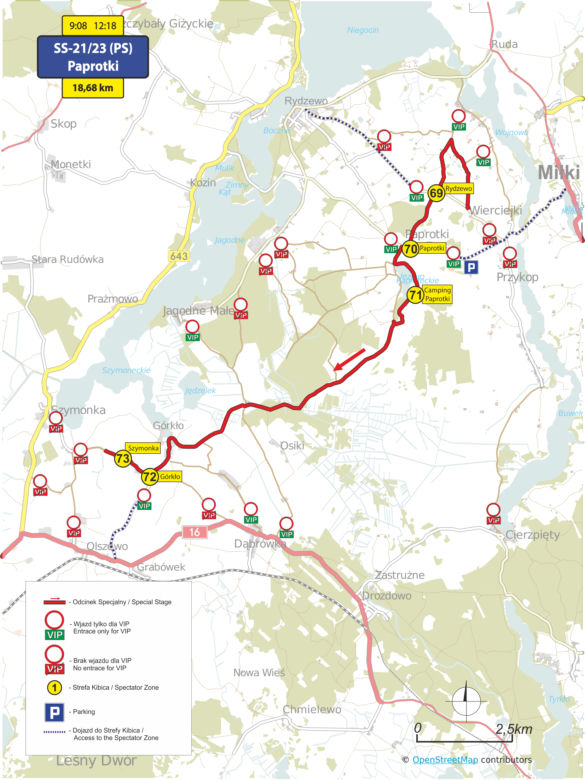 Rajd Polski 2017, odcinek specjalny Paprotki SS 21/23 - MAPA
