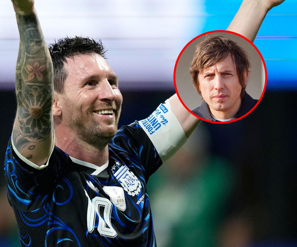 Cieszący się Leo Messi z rękami w górze. Na miniaturze Jacek Bąk. O finale mundialu przeczytasz na SE Supersport.