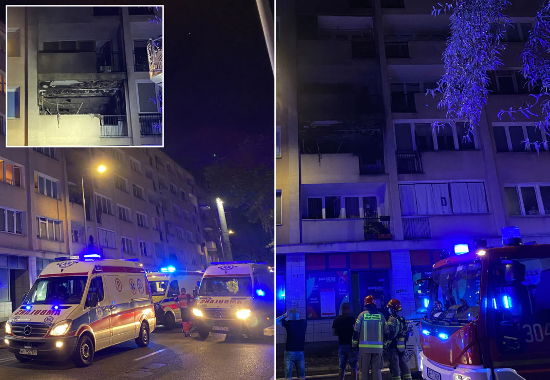 Gigantyczny pożar na Powiślu. Spłonęło mieszkanie w bloku. Jedna osoba trafiła do szpitala