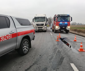 Bus zderzył się z ciężarówką na DK 25 pod Koninem! Troje dzieci trafiło do szpitala [ZDJĘCIA]