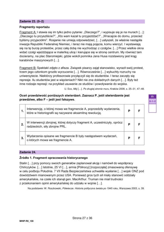 Próbna matura z historii rozszerzonej - arkusz CKE