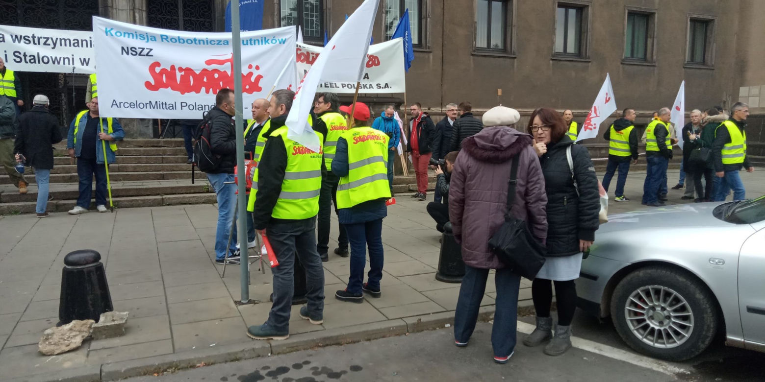 Protest hutników w Krakowie