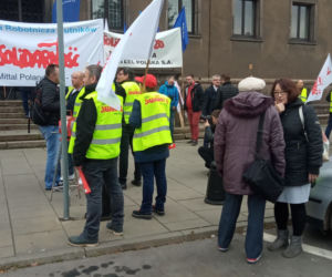 Protest hutników w Krakowie