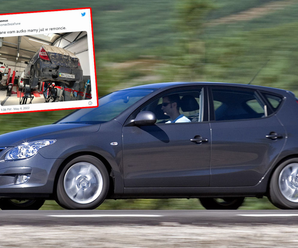 Hyundai i30 uszkodzony w wyniku ostrzału zostanie naprawiony