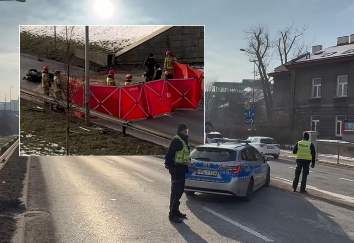 Kraków. Śmiertelny wypadek motocyklisty. 25-latek jechał bez kasku? [ZDJĘCIA].