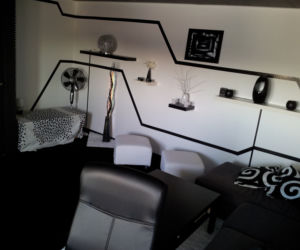 czarno-biały i biało-czarny salon zdjecie nr 2