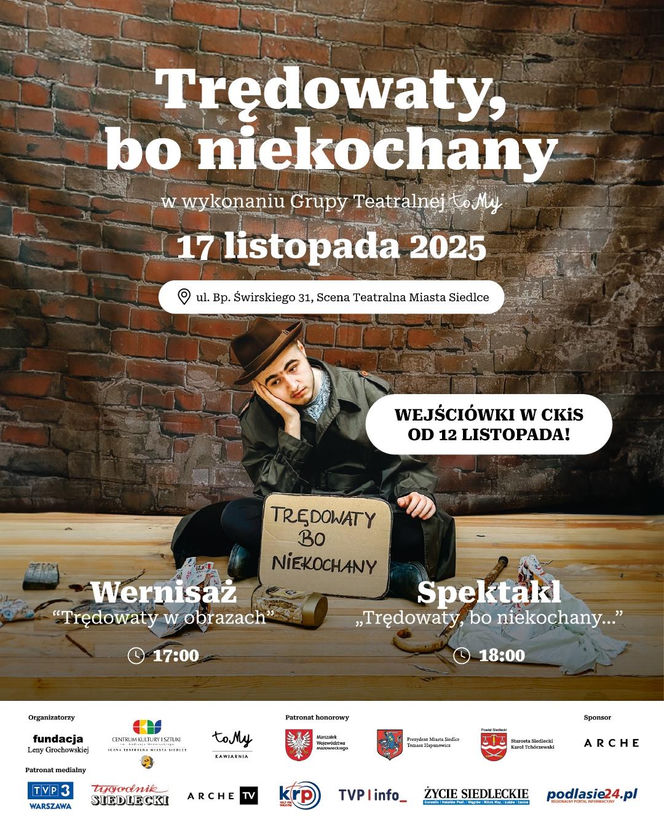 Wieczór sztuki i tolerancji: „Trędowaty, bo niekochany” – integracyjny spektakl Grupy Teatralnej toMy już 17 listopada