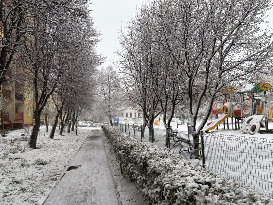Kwietniowe opady śniegu w Lublinie
