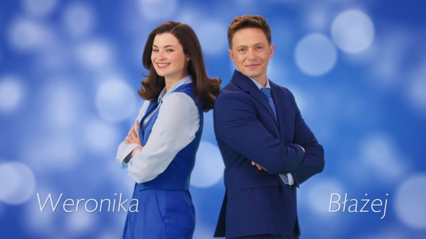 Barwy szczęścia, odc. 3223 - nowa czołówka. Weronika (Maria Świłpa), Błażej Modrzycki (Piotr Ligienza)