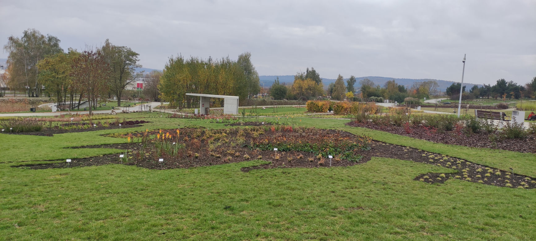Rabaty w kształcie kontynentów w Ogrodzie Botanicznym w Kielcach