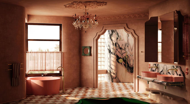 Różowa łazienka od Omnires