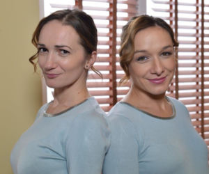 Ranczo 10 sezon. Ola (Lidia Sadowa) i jej dublerka (Justyna Orzechowska)
