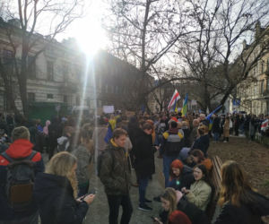Protesty przed kosulatem rosyjskim w Krakowie