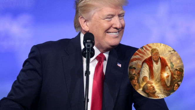 Zdjęcie Donalda Trumpa jako Jezusa wzbudziło ogromny skandal. Znany gitarzysta ostro do katolickich zwolenników prezydenta