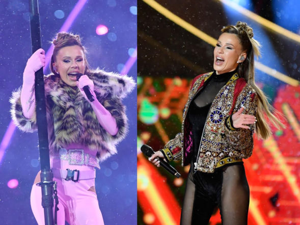 Sylwester z Dwójką 2025. Doda przebierała się dwa razy. Zapięta pod szyję wyglądała obłędnie!