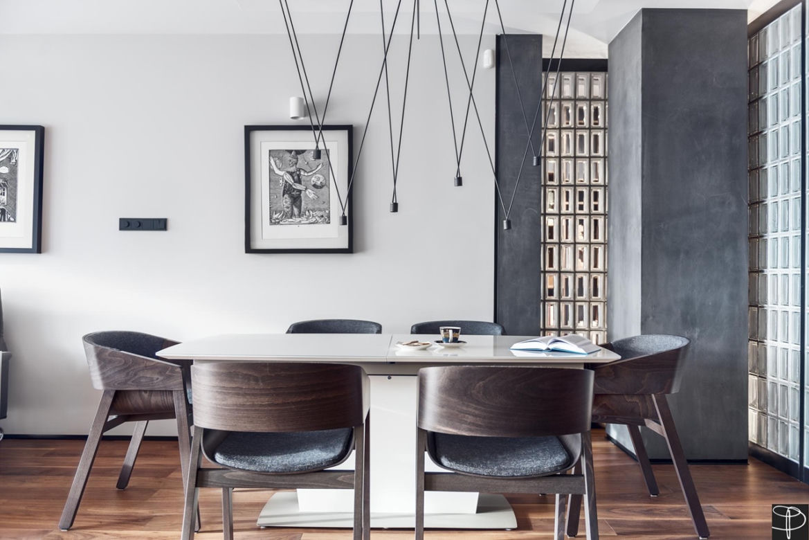 Nowoczesna jadalnia w męskim apartamencie