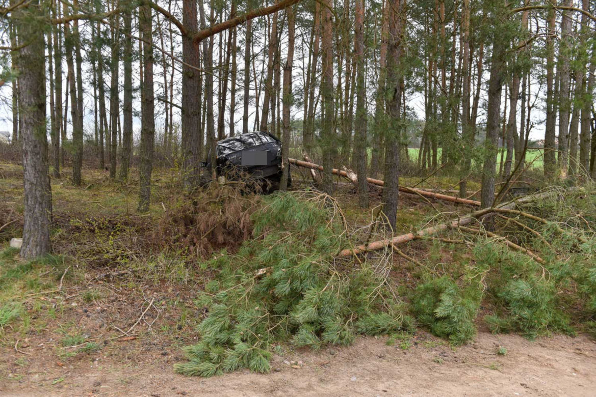 Zaorał kawałek pola i skosił kilka drzew Mercedesem. Policja poszukuje pracowitego kierowcy z gminy Cekcyn