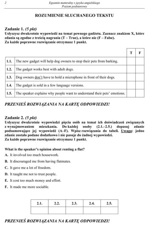 MATURA 2014 ANGIELSKI ARKUSZE z CKE - MAJ 2014 - poziom podstawowy