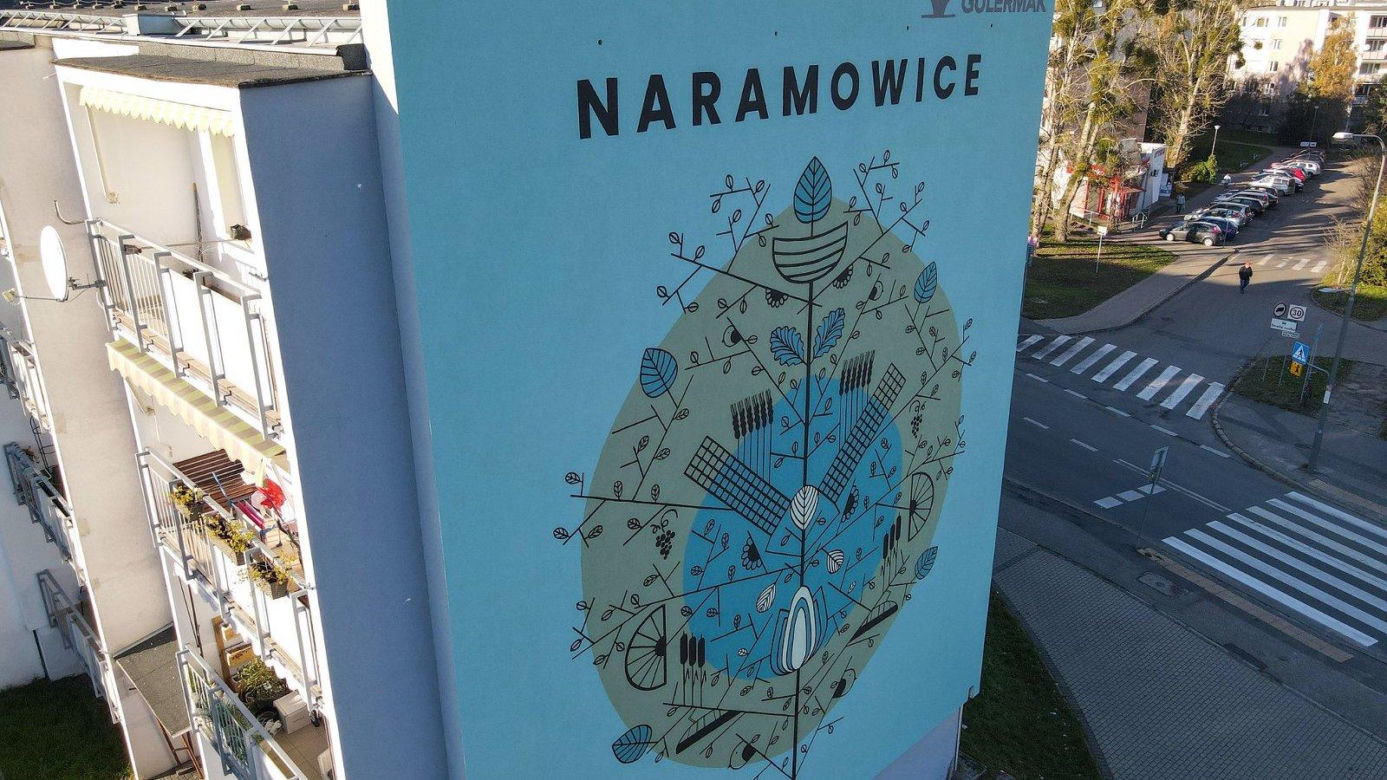 Nowy mural na Naramowicach. Upamiętnia budowę nowej trasy tramwajowej